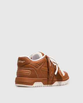 Off-White Out Of Office brown leather sneakers OF05734201