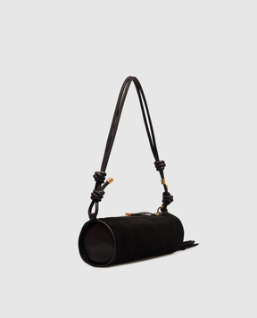 Twinset Black suede baguette bag with tassel 262TD8232