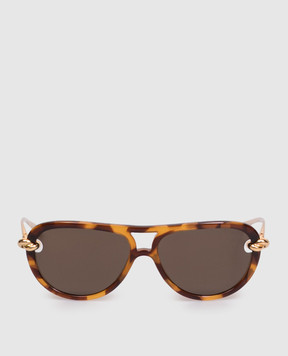 Bottega Veneta Knot brown tortoiseshell aviator sunglasses 841235VBL80