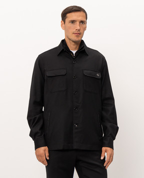 Stefano Ricci Black wool shirt with emblem M8J6300190T6054