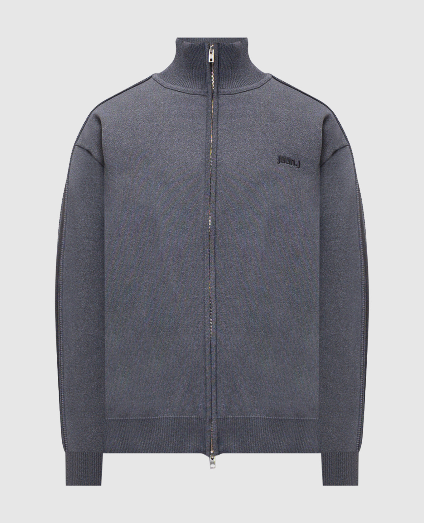 Grey cardigan with logo embroidery Juun.j