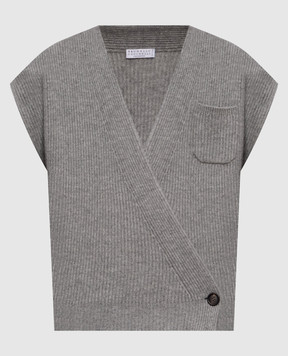 Brunello Cucinelli Gray cashmere vest M12724316P