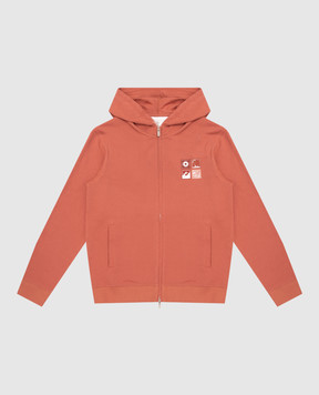 Brunello Cucinelli Children's orange sports jacket with branded print BE854E507A