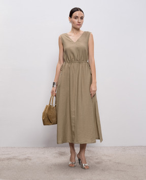 Peserico Khaki dress with monil chain A0222405435