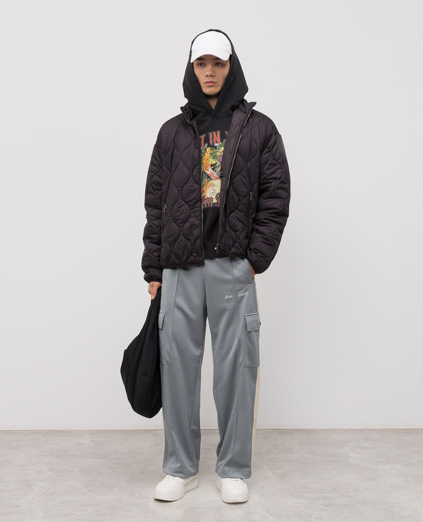 

Grey cargo joggers with logo Palm Angels