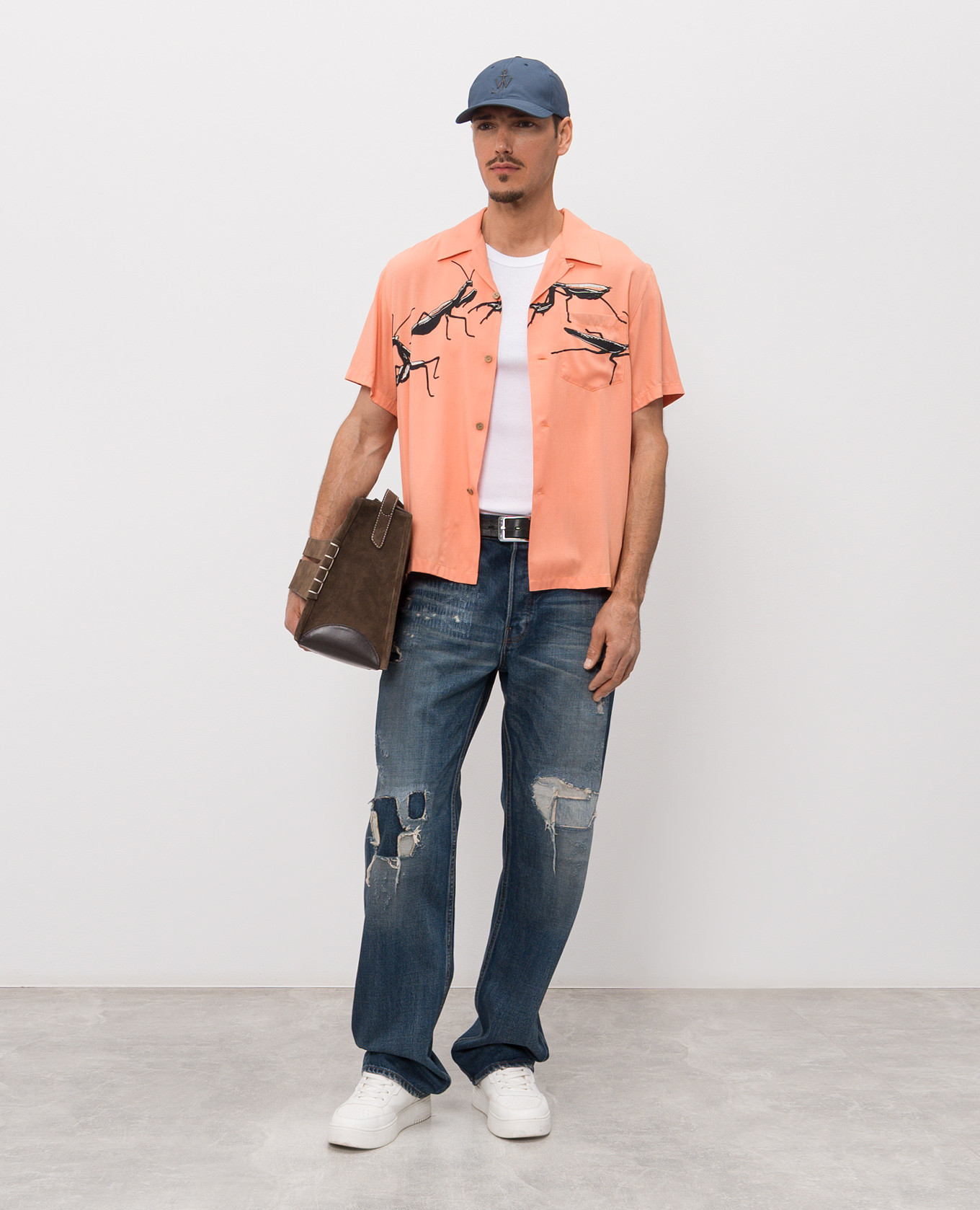 

White ribbed T-shirt with logo print JW Anderson