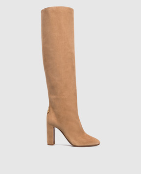 Dolce&Gabbana Beige suede boots with logo CU1218A1275