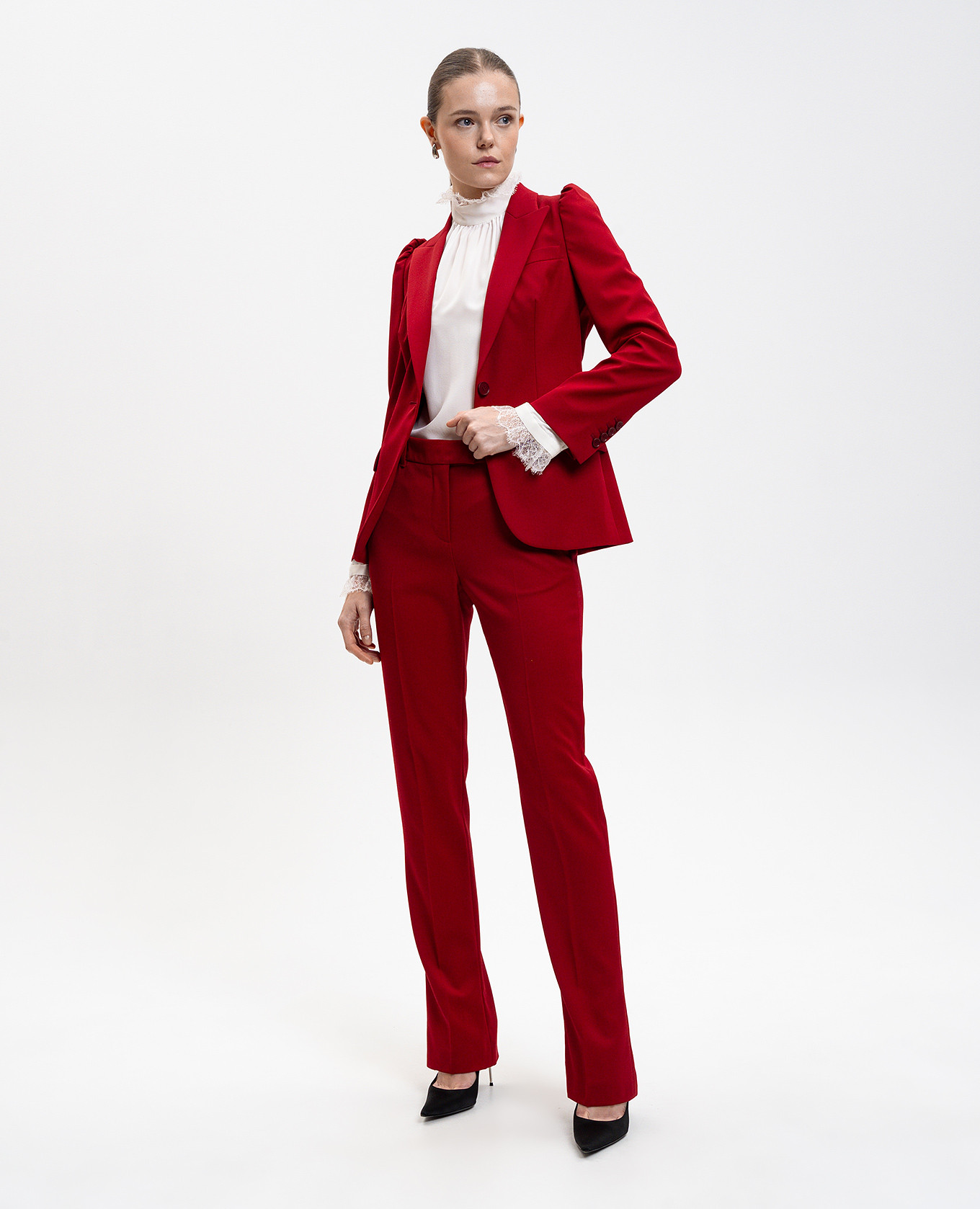 

Red wool jacket with accent shoulders Alexander McQueen