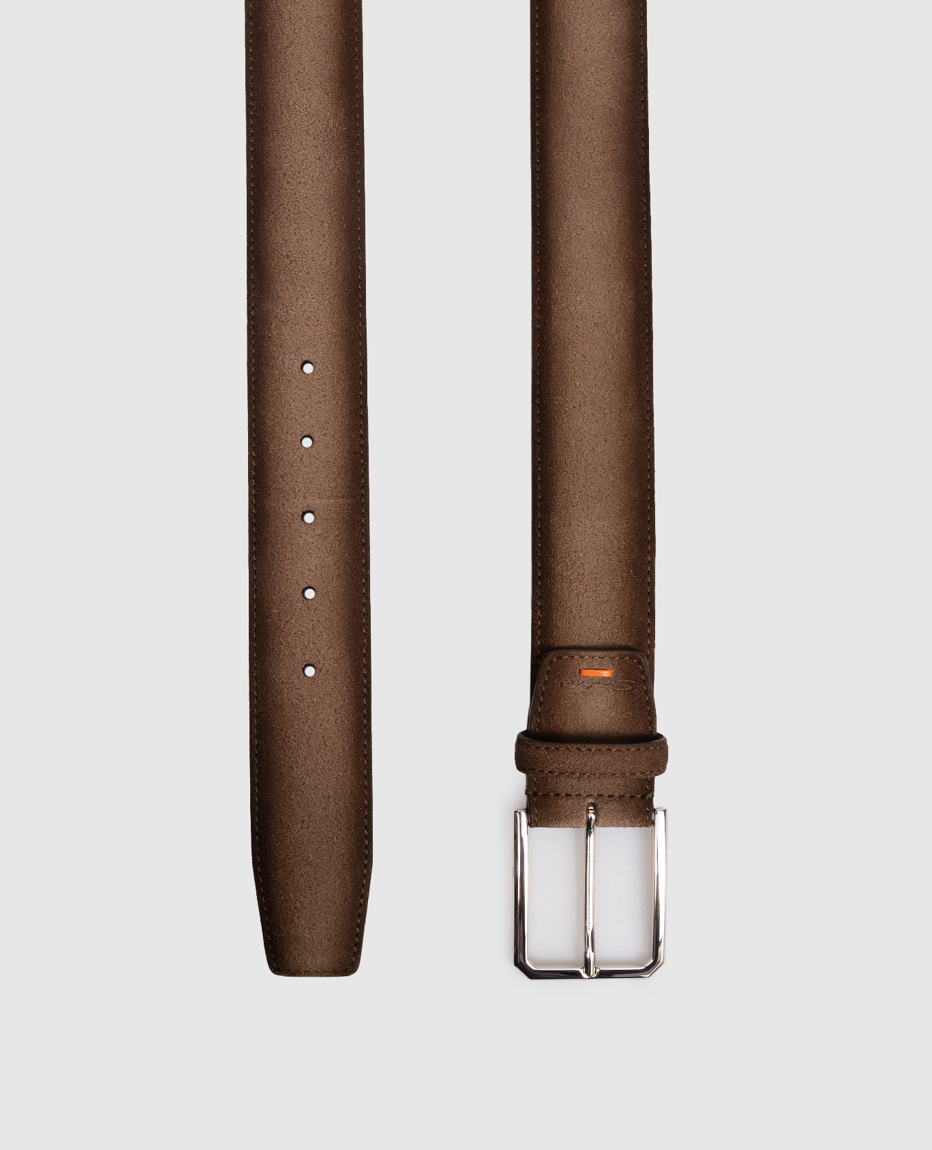 

Brown suede belt with a degraded effect Santoni