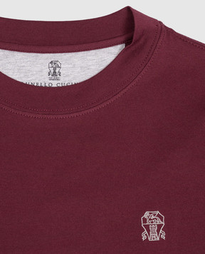 Brunello Cucinelli Children's burgundy T-shirt with embroidered emblem B0B13T704A