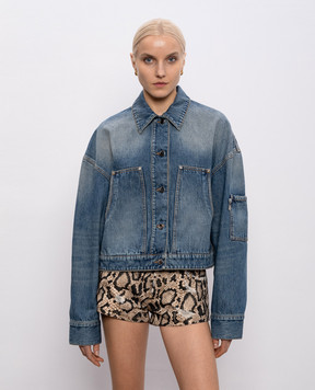 AMIRI Blue denim jacket with a worn effect AWOUJA1024