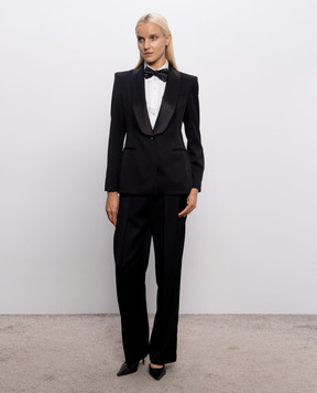Brunello Cucinelli Black wool pants with monil chain MD001P9350