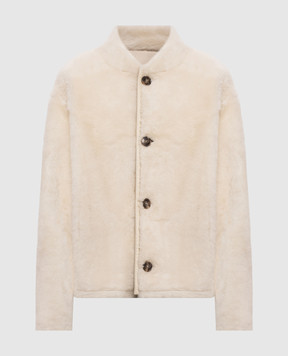 Yves Salomon Reversible ivory sheepskin coat 26WYV62962MESI
