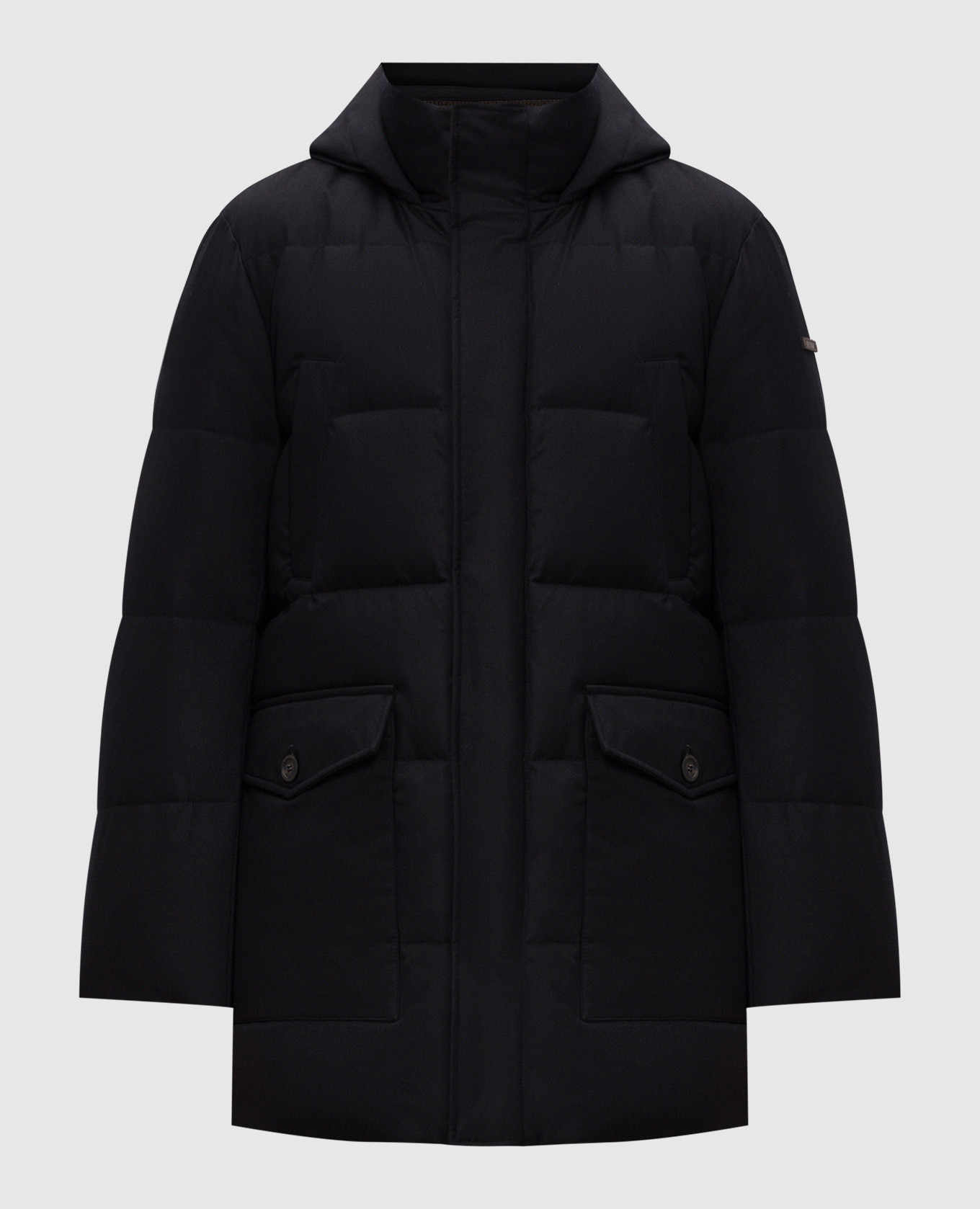 Blue down jacket with wool