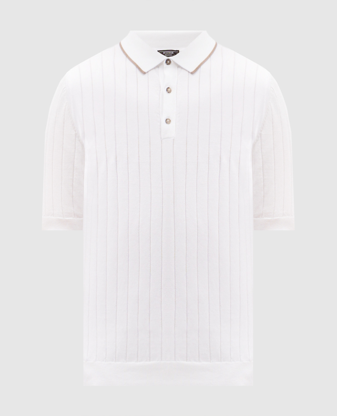 

White ribbed cotton polo shirt Peserico