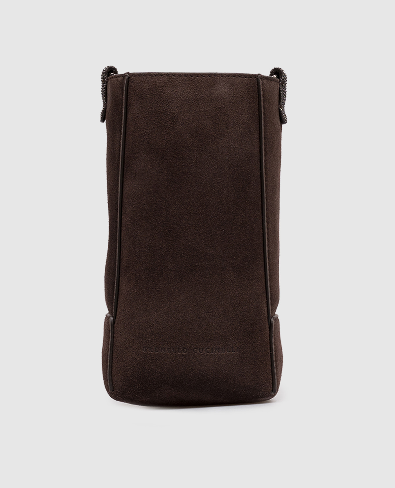 Brown suede bag with monil chain