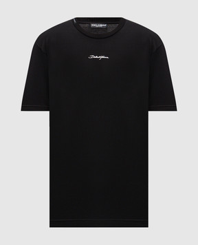 Dolce&Gabbana Black T-shirt with contrast logo G8RN8ZG7NUB