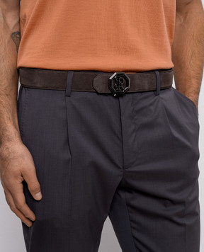 Stefano Ricci Brown suede belt with monogram logo N381SDC366U