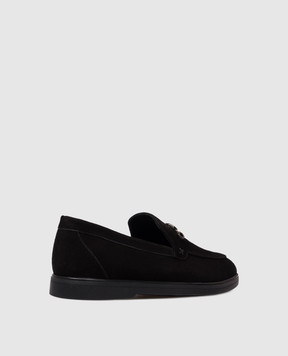 Stefano Ricci Black suede loafers with emblem UC62G2319SDP