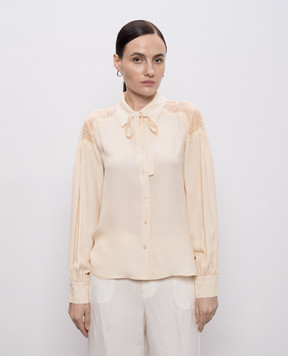 Twinset Beige blouse with lace 261TP2591