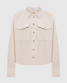 Brunello Cucinelli Beige denim shirt with linen ML996NC206