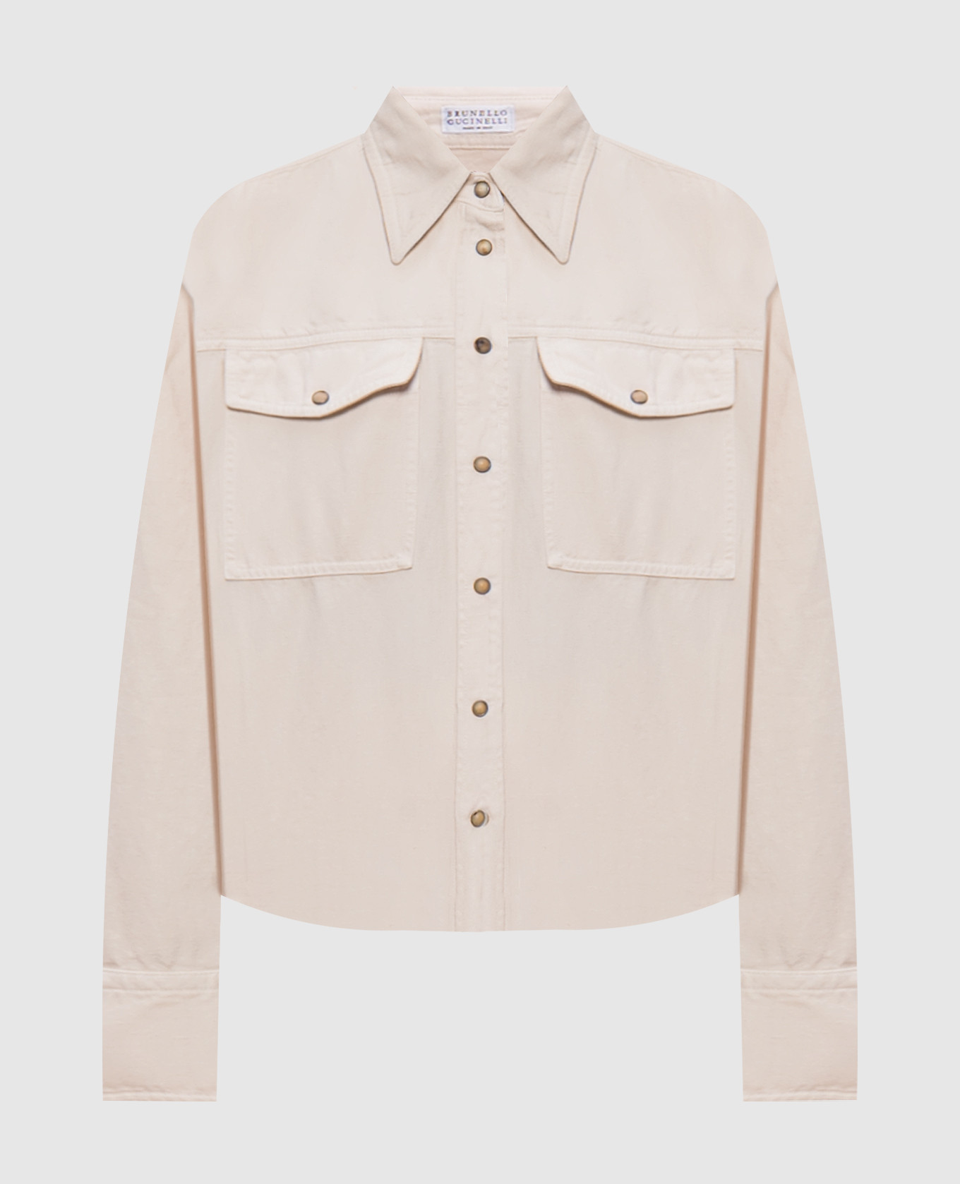 

Beige denim shirt with linen Brunello Cucinelli