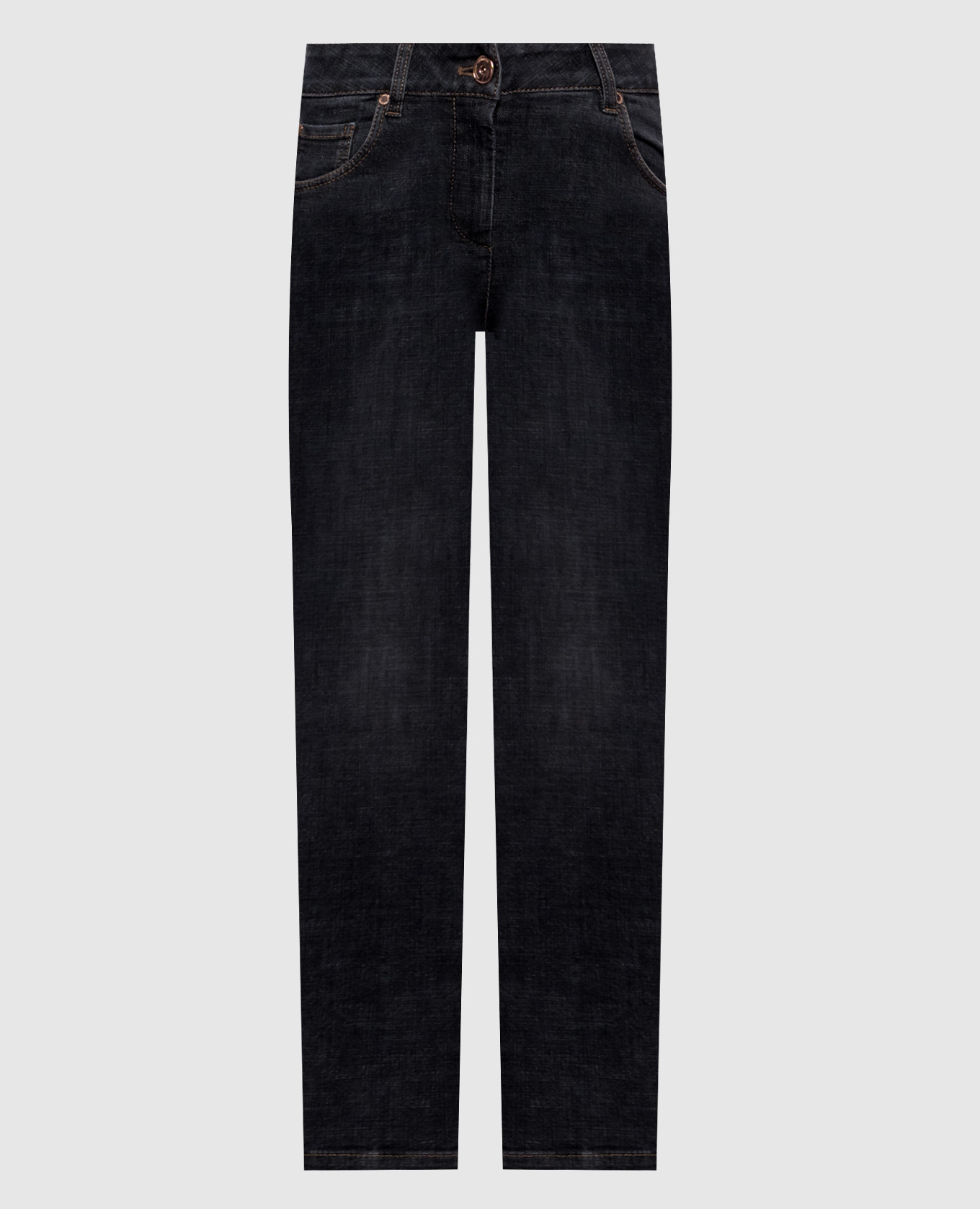 Blue jeans with logo patch