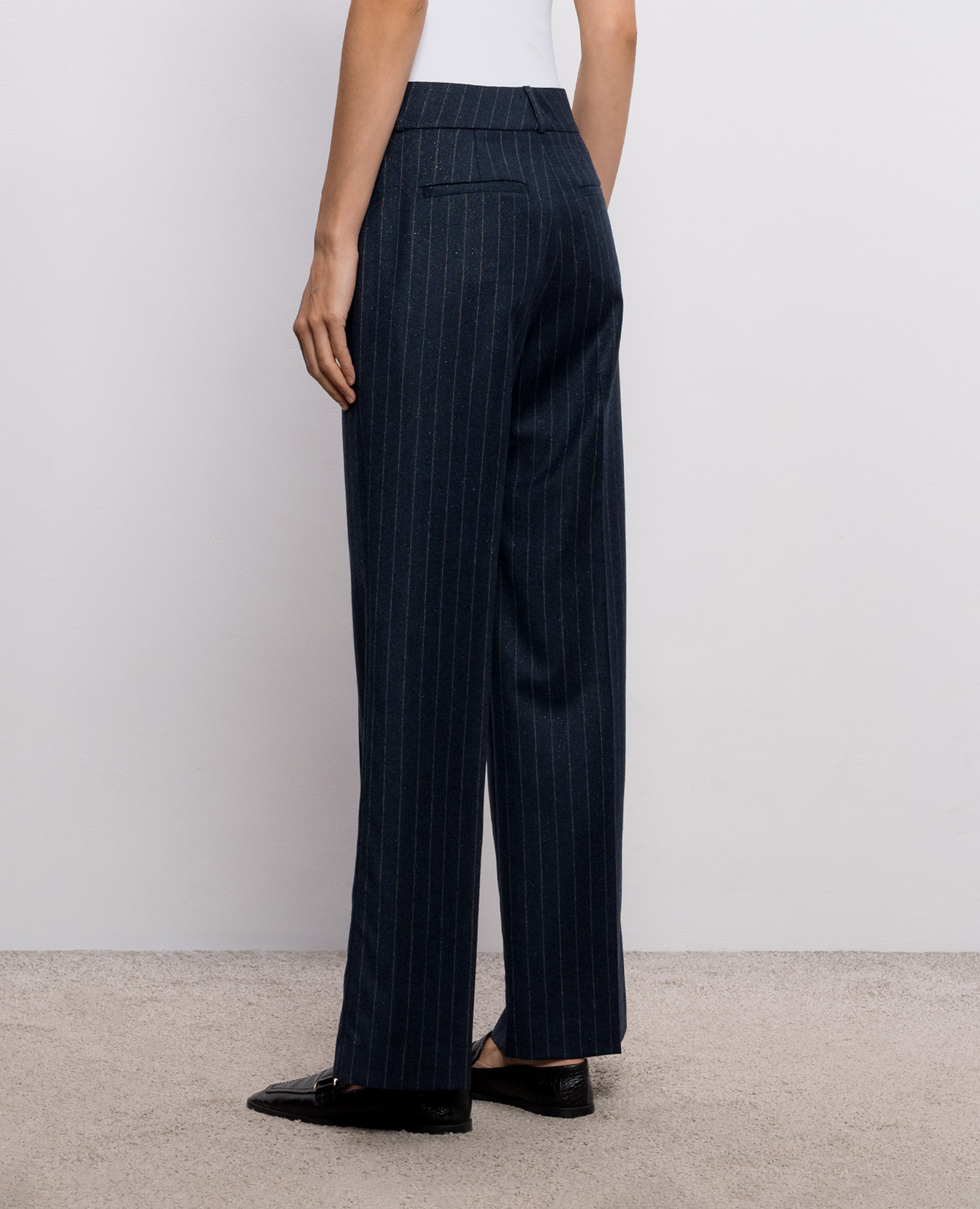 Blue striped wool pants Peserico 4