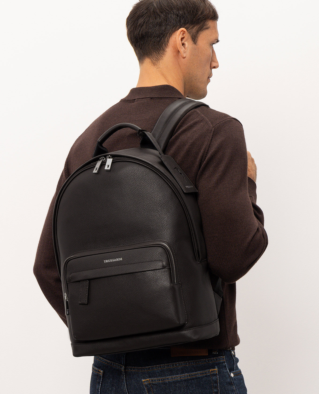 Brown leather backpack Trussardi 2
