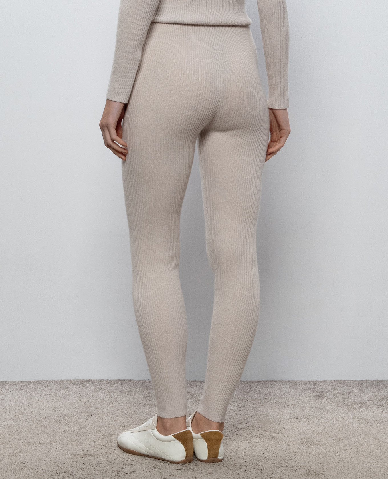 Ivory ribbed wool and cashmere leggings Yves Salomon SKI 4