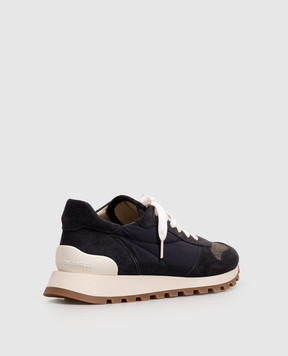 Brunello Cucinelli Blue combination sneakers with a monil chain MZ47G1960