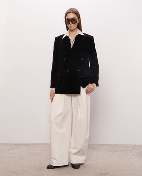 Brunello Cucinelli Black double-breasted corduroy jacket with lurex MG5687369