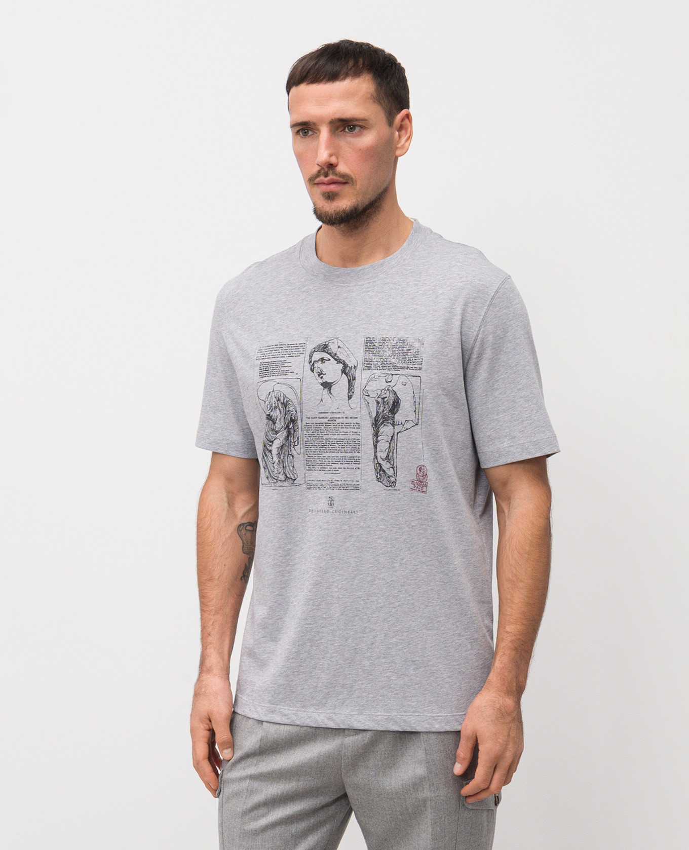 

Grey melange printed T-shirt Brunello Cucinelli