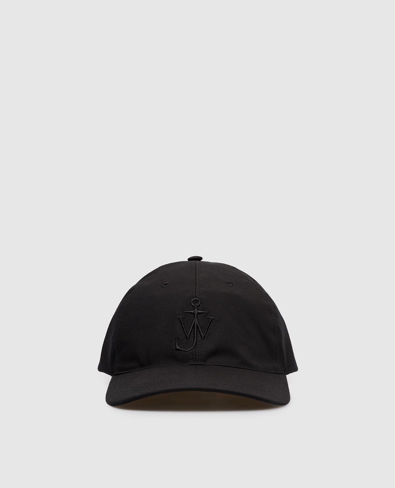 Black cap with monogram embroidery