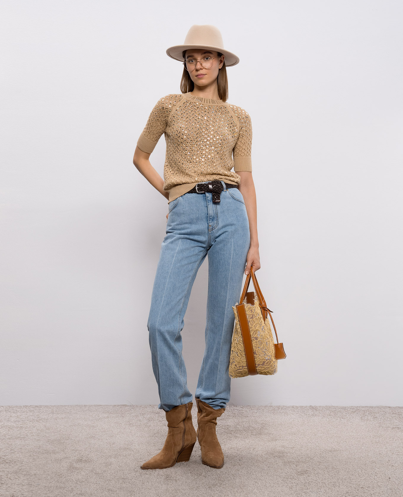 

Beige top with crystals Ermanno Scervino