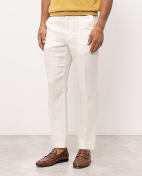 Stefano Ricci Ivory linen and silk trousers M8T61B0050TXFIL