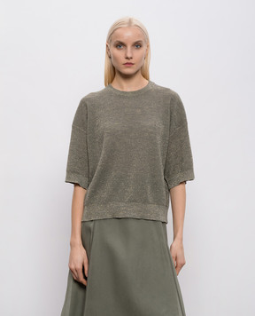 Brunello Cucinelli Khaki linen top M8Q257100
