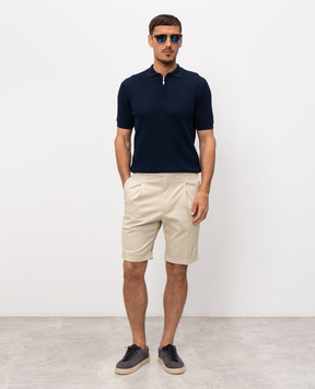 Pini Parma Blue polo with zipper POLRIBZIPBL