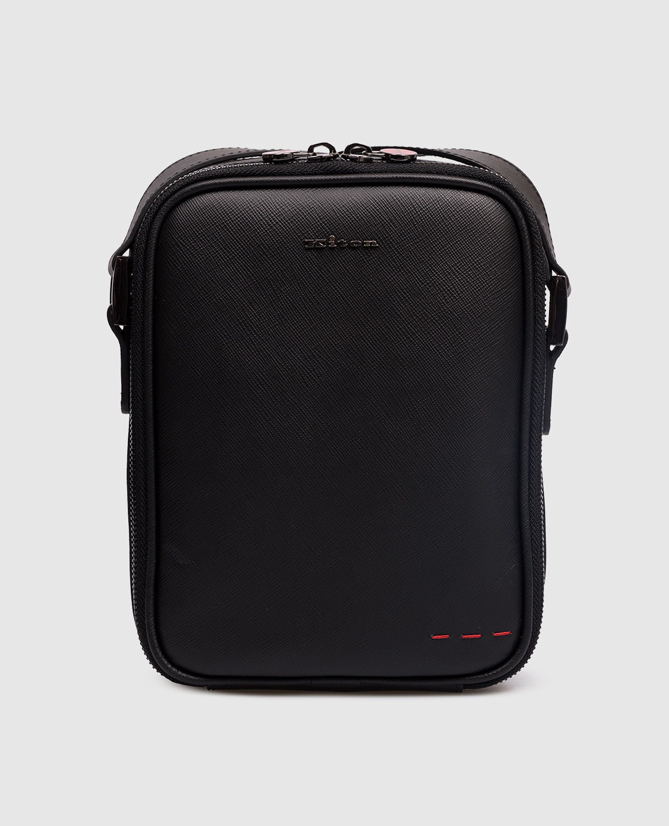 

Black leather bag with textured logo Kiton