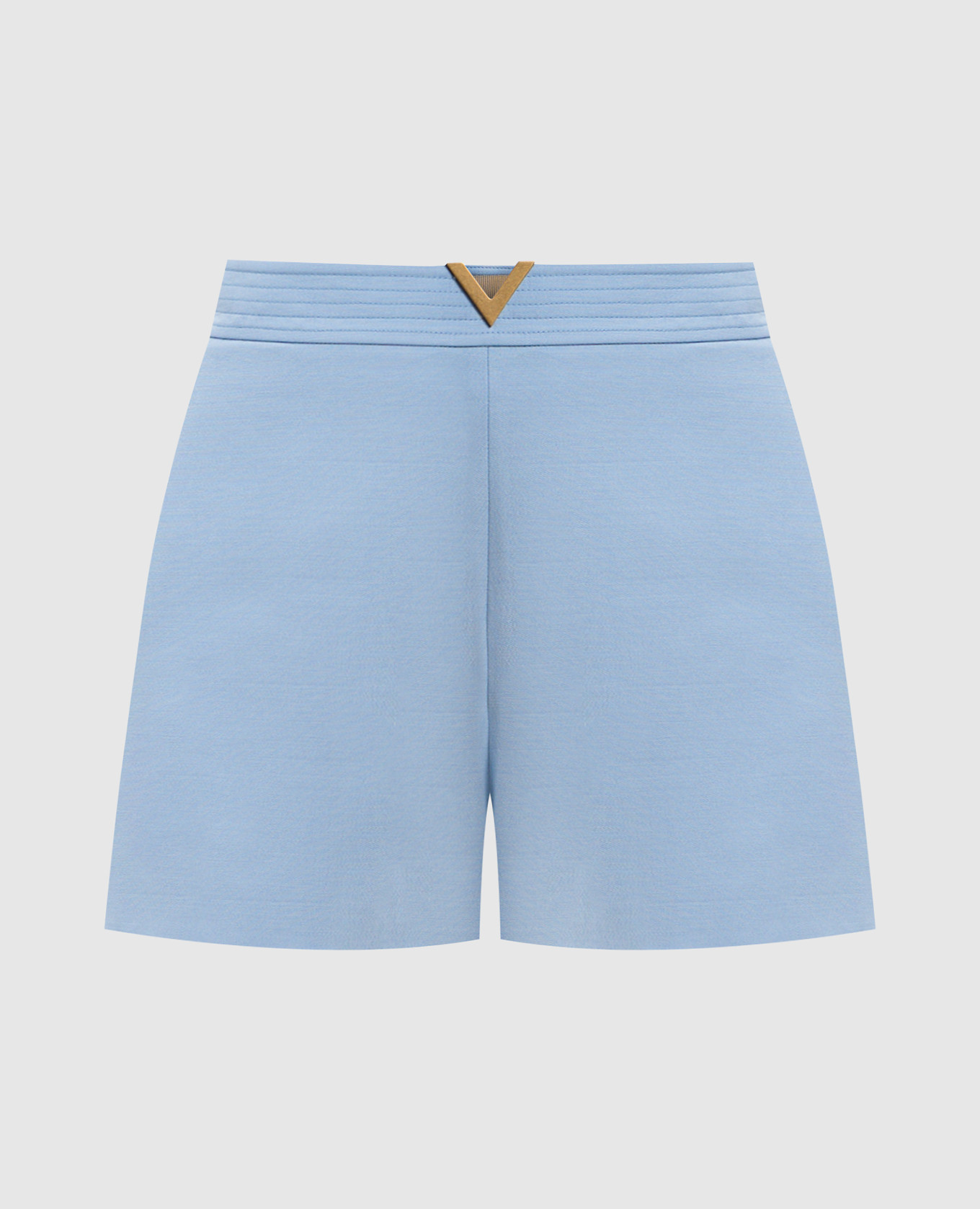 Blue wool and silk shorts with logo Valentino