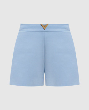 Valentino Blue wool and silk shorts with logo 8B3RF3501CF