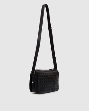 Serapian Black East West leather bag with weaving SRMOSMML736425A001