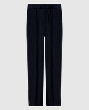 Peserico Blue wool pants with monil chain A0407202563
