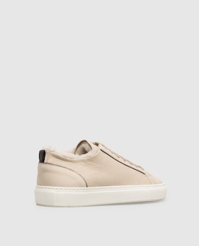 Doucal's Beige nubuck sneakers with fur DD8935JESSUM288