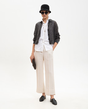 Brunello Cucinelli Gray wool cardigan with lurex MBG775516P