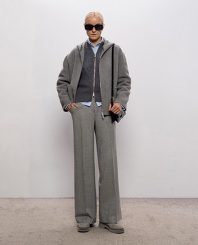 Peserico Gray alpaca wool cardigan A99225F07A9336