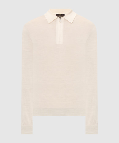 Ivory wool polo shirt