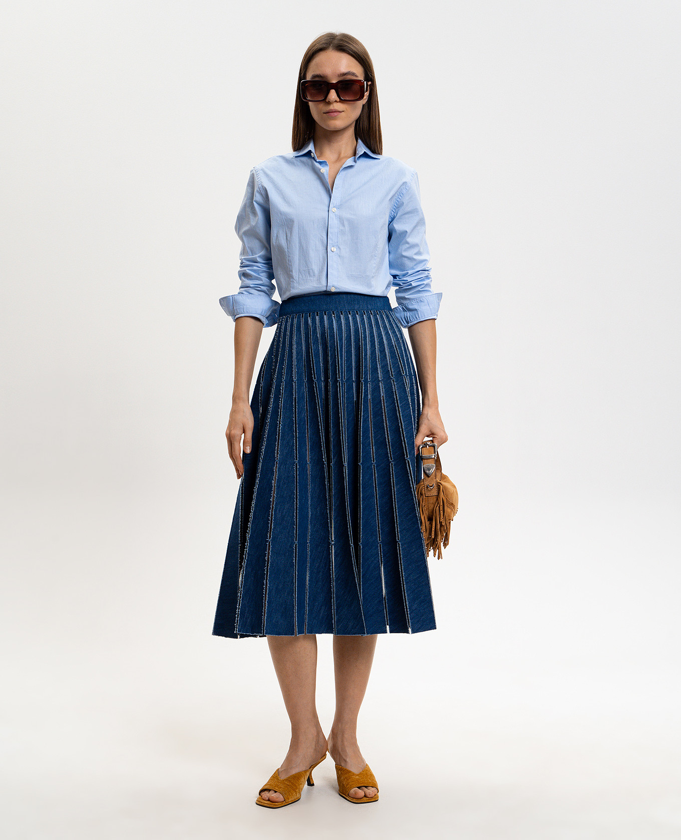

Blue denim midi skirt Twinset