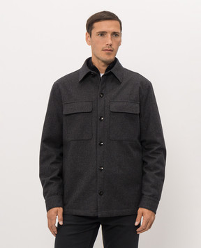 Agnona Dark gray cashmere shirt-style jacket TS10U3XU7166
