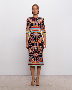 Dolce&Gabbana Black silk dress with branded print F6EAJTGDDTA